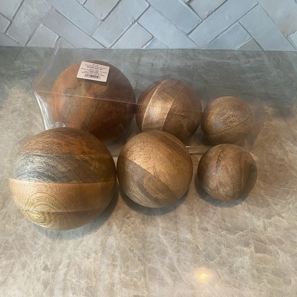 Threshold Accents Nwt Set Of Six Decorative Wooden Balls By